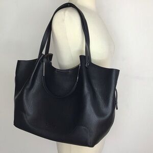 Sondra Roberts Squared black vegan leather large shoulder/ top handle tote NWT